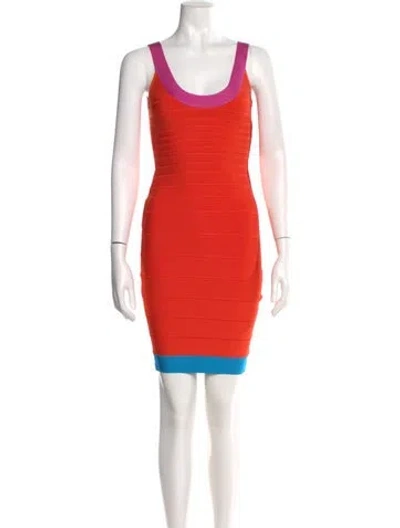 Pre-owned Herve Leger Tasha Mini Dress In Orange