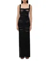 Herve Leger Alessandra Slash-cutout Bandage Fringe Gown In Black