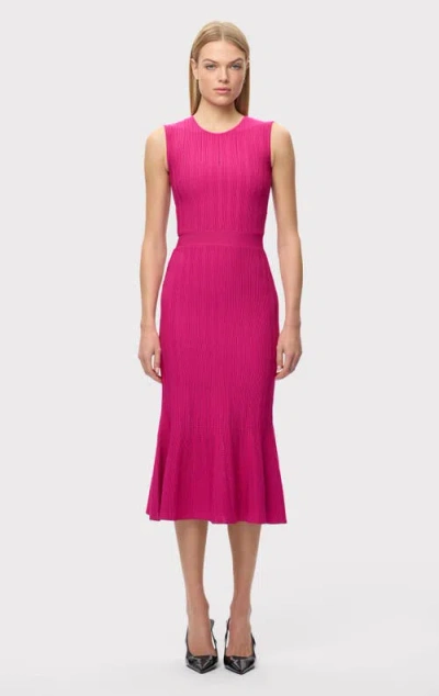 Herve Leger The Alice Ribbed Midi Dress In Pink