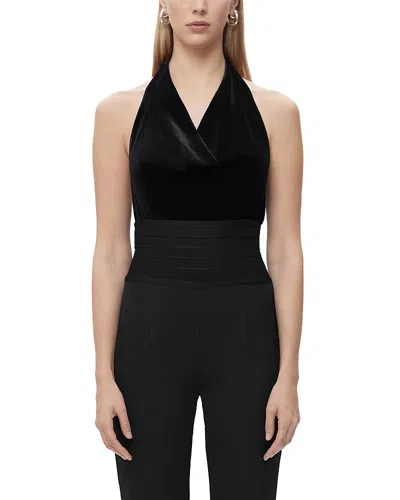 Herve Leger The Alice Velvet Halter Top In Black