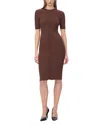 Herve Leger Womens Coffee The Alina Dress Short-sleeve Stretch-knitted Midi Dress In Brown