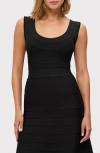 Herve Leger Ribbed Scoop Neck Tank Top In Black