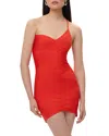 Herve Leger Ally Woven Bandage One-shoulder Mini Dress In Cardinal