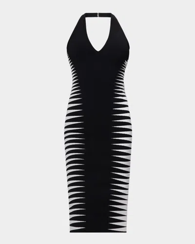 Herve Leger The Amaris Geometric Bandage Midi Dress In Black