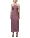 Herve Leger Women's Asymmetric Draped Fringe Halter Gown In Mauve