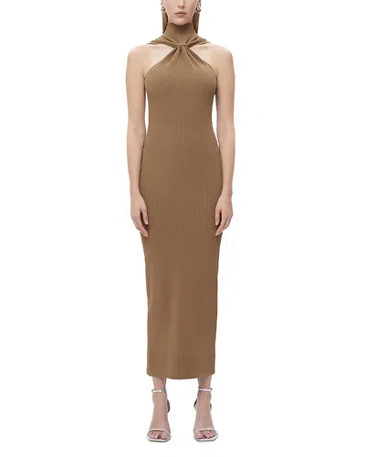 Herve Leger The Angelica Ribbed Gown In Latte