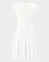 Herve Leger The Annabel Pleated Rib Knit Dress In White