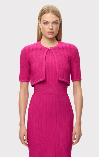 Herve Leger Annie Pointelle Rib-knit Bolero In Pink