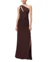 Herve Leger The Aurora Asymmetric Jersey Gown In Brown