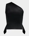 Herve Leger The Betty One-shoulder Peplum Top In Black