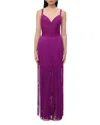 Herve Leger Blanca Tiered Fringe Sleeveless Gown In Dark Orchid