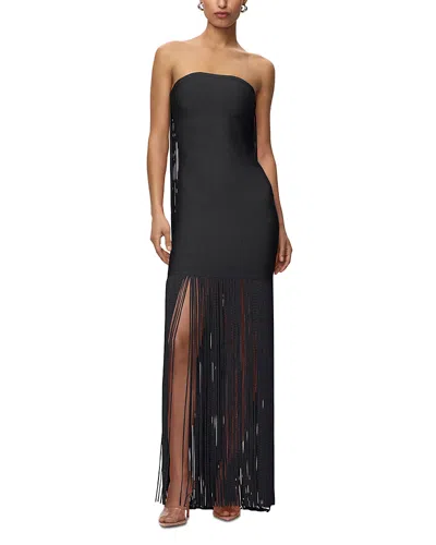 Herve Leger The Briar Fringe Skirt Dress In Black