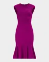 Herve Leger The Bridget Sleeveless Pleated-hem Mini Dress In Purple