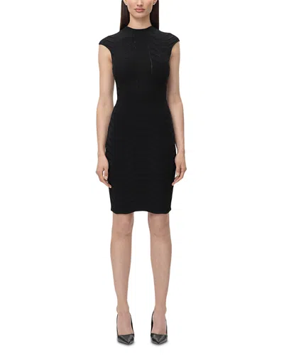 Herve Leger The Brittany Mock Neck Dress In Black