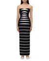 Herve Leger Cameron Strapless Abstract Striped Gown In Black Combo