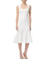Herve Leger The Camille Sleeveless Flounce Knit Midi Dress In White