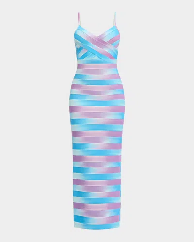 Herve Leger The Cara Ombré Stripe Gown In Daphne Mul