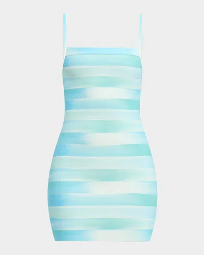 Herve Leger The Charlie Mini Dress In Blue