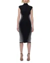 Herve Leger Turtleneck Colorblock Intarsia Cap-sleeve Midi Dress In Black Alab
