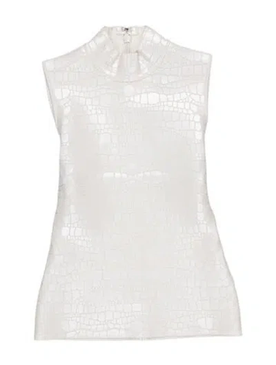 Pre-owned Herve Leger The Clarice Animal Print Top W/ Tags In White