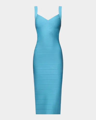 Herve Leger The Clio Bandage Midi Dress In Blue