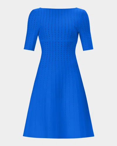 Herve Leger The Donna Pointelle A-line Dress In Blue