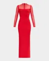Herve Leger The Ella Mock-neck Column Gown In Red