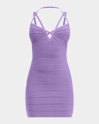 Herve Leger The Erin Mini Dress In Purple