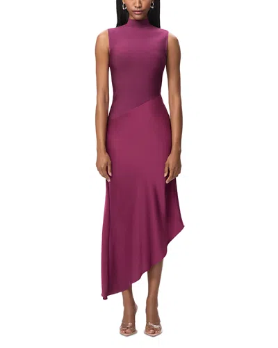 Herve Leger The Esme Mock-neck Asymmetric Dress In Purple