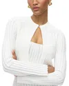 Herve Leger Womens Georgina Cropped Woven Cardigan Alabaster In Alabaster