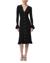 Herve Leger The Hallie Ribbed Button-down Midi Dress In Black