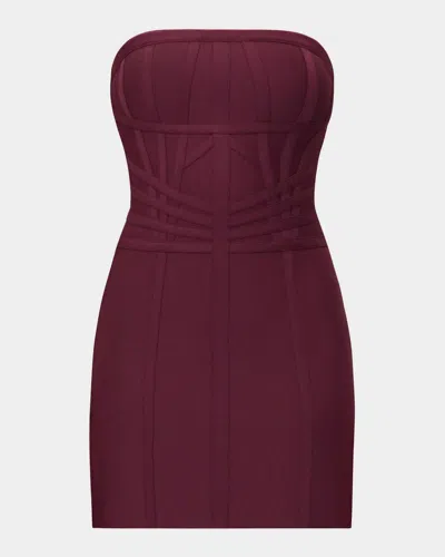 Herve Leger The Jannette Strapless Mini Dress In Brown
