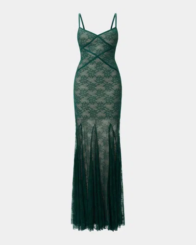 Herve Leger The Jasmine Lace Gown In Spruce-304