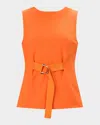 Herve Leger The Jemma Sleeveless Gathered Top In Orange