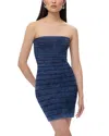 Herve Leger Denim Bandage Sleeveless Mini Dress In Indigo Multi