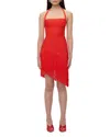 Herve Leger Womens Cardinal Josephine Fringed Stretch-woven Mini Dress In Cardinal