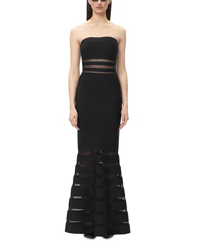 Herve Leger The Kate Sheer Inset Bandage Gown In Animal Print