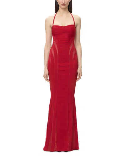 Herve Leger The Katie Sheer Inset Bandage Gown In White