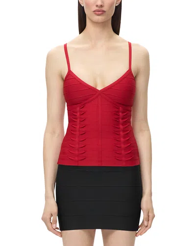 Herve Leger The Laura V Neck Bandage Top In Red