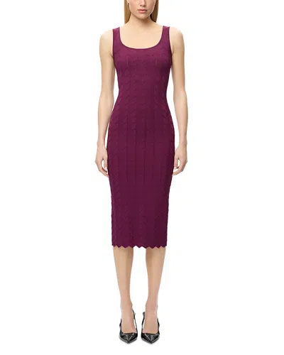 Herve Leger The Lennon Textured Dress In Burgundy