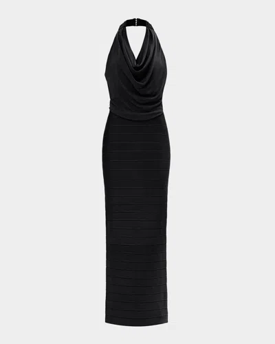 HERVE LEGER THE LIA COWL-NECK GOWN