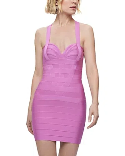 Herve Leger The Lily Bandage Mini Dress In Guava