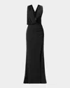 Herve Leger The Lucille Draped Sequin-embellished Gown In Black