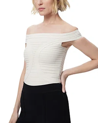 Herve Leger The Lucy Bandage Off-the-shoulder Bodysuit In Chalk