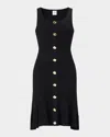 Herve Leger The Maggie Pointelle Button-embellished Dress In Black