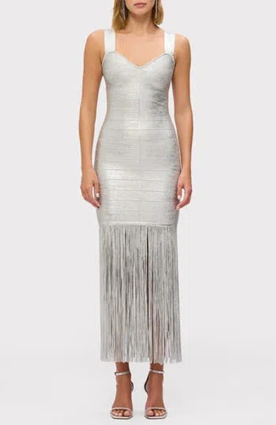 HERVE LEGER HERVE LEGER THE METALLIC ALBA FRINGE GOWN
