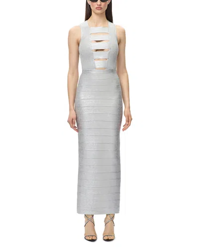 Herve Leger The Metallic Bailey Cutout Gown In Multi