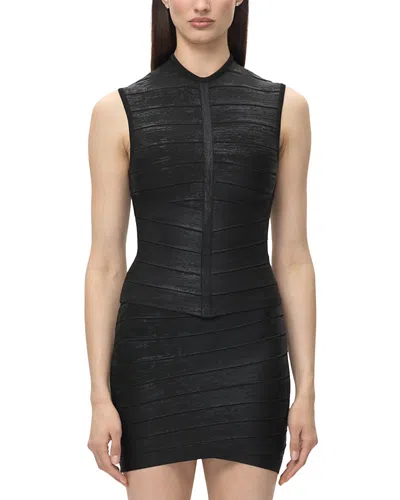 Herve Leger The Metallic Brianna Sleeveless Top In Black