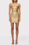 Herve Leger Gabriella Bodycon Dress In Gold Foil