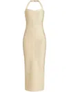 Herve Leger Womens Metallic Gold Iris Halterneck Metallic-knit Gown In Neutrals